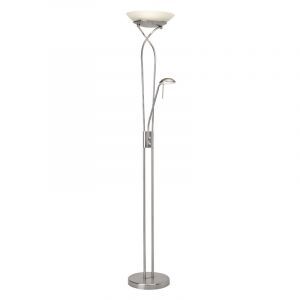 Moderne staande leeslamp chroom, Joann, 18W, 3000K LED, met schakelaar