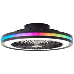 Moderne plafondventilator zwart, Stefanus, 40W, RGBW LED, met afstandsbediening