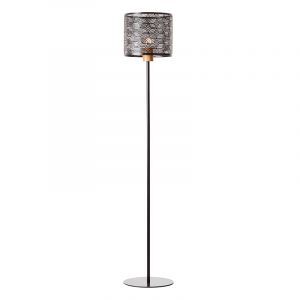 Houten vloerlamp zwart, Sherona, met schakelaar