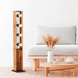 Houten vloerlamp bruin, Rasha, met schakelaar