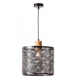 Houten hanglamp zwart, Sherona