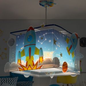 Blauwe kinderkamer hanglamp, Raket