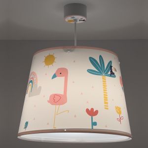 Roze kinder hanglamp Flamingo, kunststof