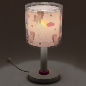 Roze kinderkamer tafellamp kunststof, Unicorn