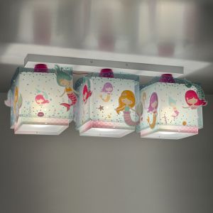 Roze kinderkamer plafondlamp kunststof, Zeemeerminnen
