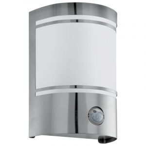 Zilveren moderne buiten wandlamp met bewegingssensor glas, Aartje, IP44