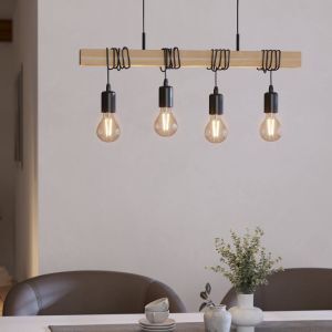 Houten balk hanglamp zwart, Anton