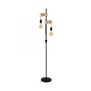 Zwarte landelijke vloerlamp, Anton, staal