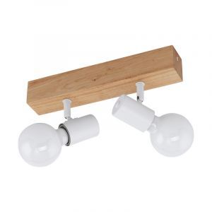 Bruine landelijke plafondspot, Anton, hout, 2 lampen