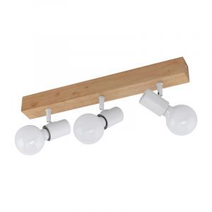 Bruine landelijke plafondspot, Anton, hout, 3 lampen