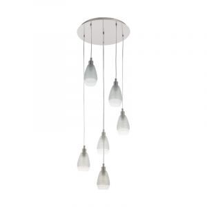 Nikkelen design hanglamp glas, Kik