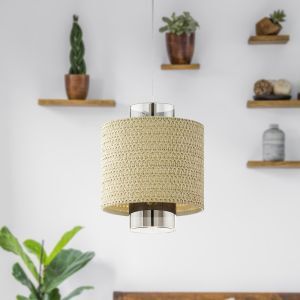 Rotan hanglamp beige, Erick
