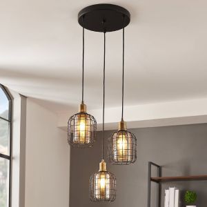 Zwarte industriële hanglamp staal, Maida