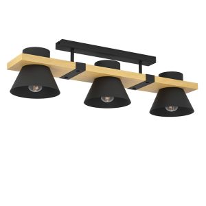 Zwarte retro plafondlamp hout, Juanita