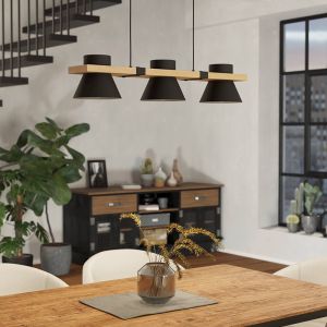 Zwarte retro hanglamp hout, Juanita