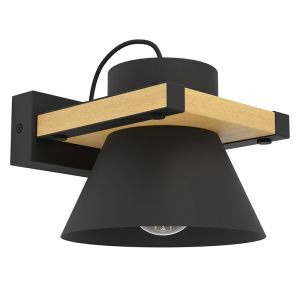 Zwarte retro wandlamp hout, Juanita