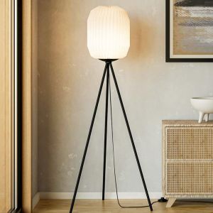 Papieren vloerlamp wit, Kars, met schakelaar
