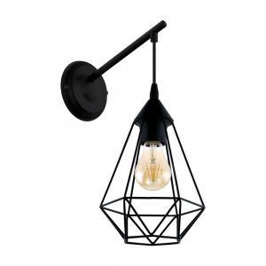 Zwarte industriële wandlamp staal, Costel