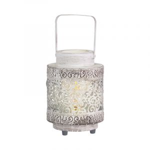 Witte oosterse tafellamp staal, Abdelrahman, met schakelaar