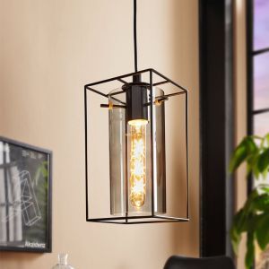 Zwarte industriële hanglamp glas, Aprica