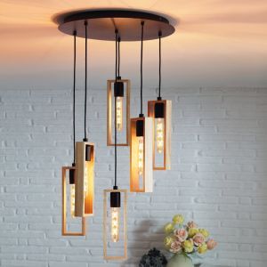 Houten hanglamp bruin, Elroy