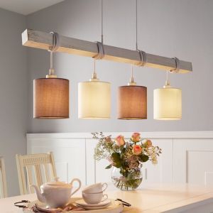 Houten hanglamp wit, Anton