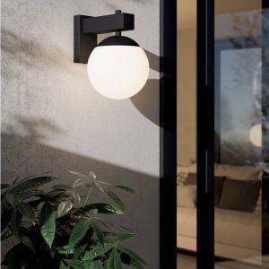 Zwarte moderne buitenlamp glas, Boris, IP44