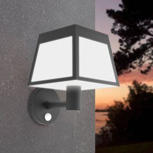 Zwarte buiten wandlamp op zonne-energie kunststof, Imelda, 7,5W, 3000K LED, IP65