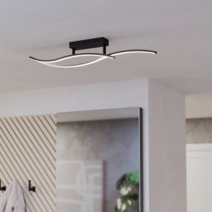 Zwarte design plafondlamp staal, Tevin, 12W, 4000K LED