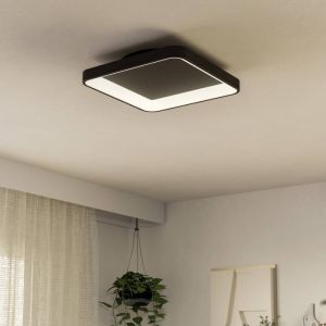 Zwarte plafondlamp, Shauni, 12W, warm tot koud wit verstelbare LED, met afstandsbediening