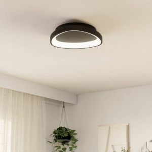 Zwarte plafondlamp, Shauni, 12W, warm tot koud wit verstelbare LED, met afstandsbediening