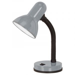 Zilveren bureaulamp kunststof, Sten, met schakelaar
