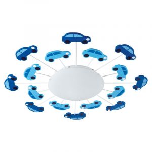Olle plafondlamp voor kinderkamer stoere auto's blauw