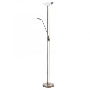 Bronzen design staande leeslamp glas, Brava, 20W, 3000K LED, met schakelaar