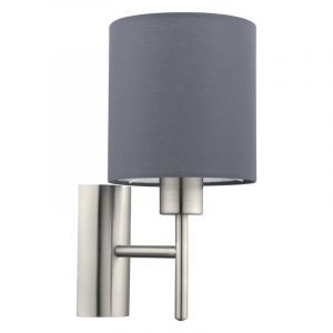 Grijze moderne wandlamp stof, Abano, met schakelaar