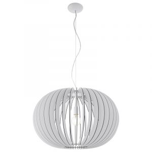 Witte landelijke hanglamp hout, Kiran