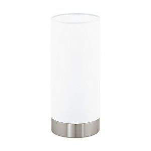 Witte moderne tafellamp stof, Abano, met touchdimmer