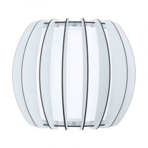Witte landelijke wandlamp hout, Kiran