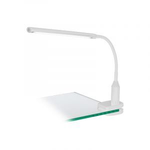 Witte moderne klemlamp kunststof, Brennan, 4W, 4000K LED, met schakelaar