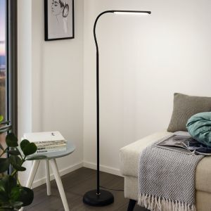 Zwarte moderne vloerlamp kunststof, Brennan, 5W, 4000K LED, met touchdimmer