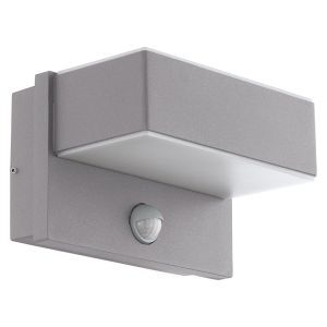 Zilveren moderne buiten wandlamp met bewegingssensor metaal, Jason, IP44