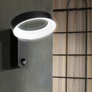 Antraciete moderne buiten wandlamp met bewegingssensor aluminium, Lewis, IP44
