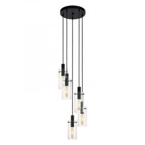 Zwarte moderne hanglamp glas, Jovanni