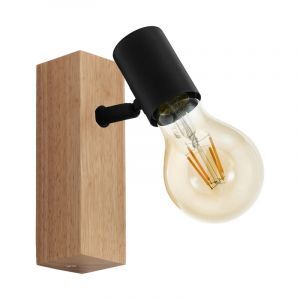 Bruine landelijke plafondspot, Anton, hout, 1 lamp