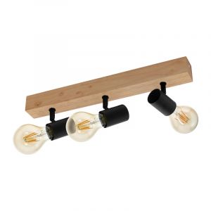 Bruine landelijke plafondspot, Anton, hout, 3 lampen