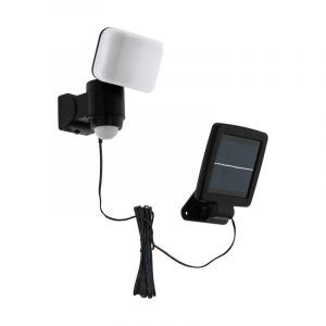 Zwarte buiten wandlamp op zonne-energie kunststof, Frits, 5W, 6500K LED, IP44