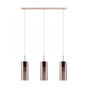 Koperen design hanglamp glas, Tino