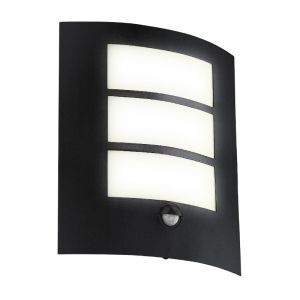 Zwarte moderne buiten wandlamp met bewegingssensor staal, Elyana, IP44