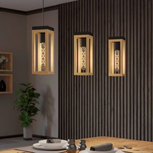 Houten hanglamp bruin, Jasmina