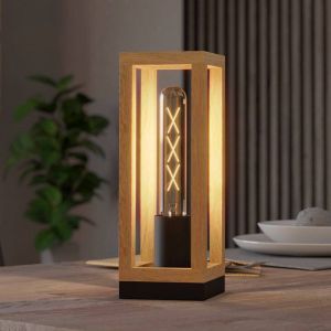Houten tafellamp bruin, Jasmina, met schakelaar